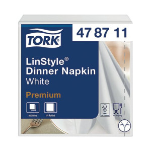 Tork LinStyle Dinner Napkins 4 Fold White (Pack of 50) 478711