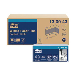 Tork W4 Wiping Paper + White 2-Ply 200 Sheets (Pack of 5) 130043