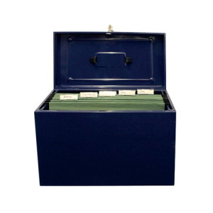 Cathedral Metal File Box Home Office Foolscap Blue HOBL