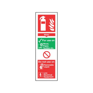 Safety Sign Fire Extinguisher Water 300x100mm Self Adhesive FR09425S