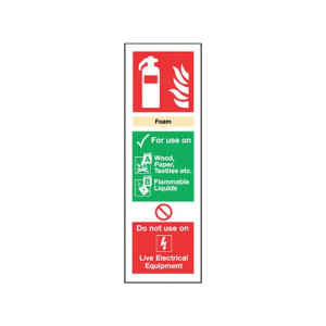 Safety Sign Fire Extinguisher Foam 300x100mm Self Adhesive FR08025S