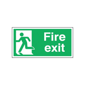 Safety Sign Fire Exit Running Man Left 150x300mm Self-Adhesive E96A/S
