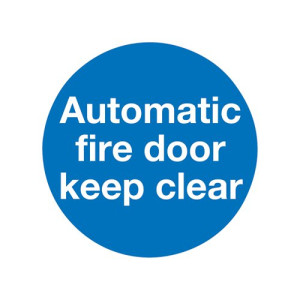Safety Sign Automatic Fire Door 100x100mm Self-Adhesive (Pack of 5) KM73AS