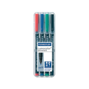 Staedtler Lumocolour Pen Permanent Medium Assorted (Pack of 4) 317-WP4