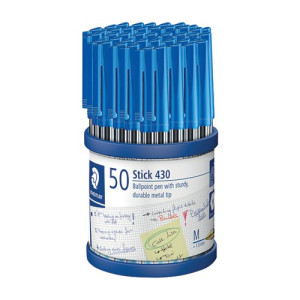 Staedtler Stick 430 Ballpoint Pen Medium Blue (Pack of 50) 430-M3