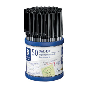 Staedtler Stick 430 Ballpoint Pen Medium Black (Pack of 50) 430-M9