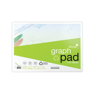 Silvine Recycled Graph Pad 1/5/10mm A3 50 Pages A3GPRE