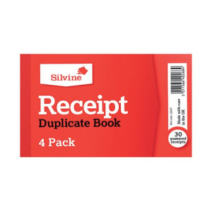 Silvine Duplicate Receipt Book 63x106mm Gummed (Pack of 36) 228