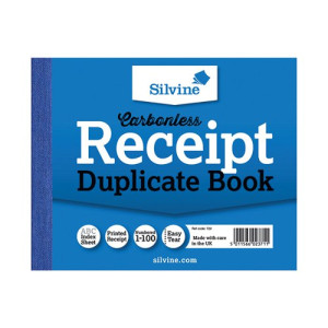 Silvine Carbonless Duplicate Receipt Book 102x127mm (Pack of 12) 720-T