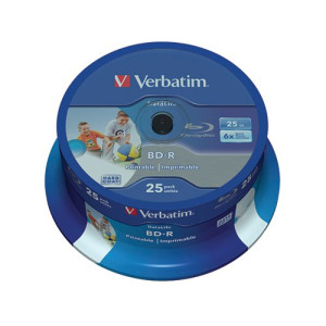 Verbatim BD-R Printable Spindle 6x 25GB (Pack of 25) 43811