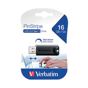 Verbatim Pinstripe USB 3.0 Flash Drive 16GB Black 49316