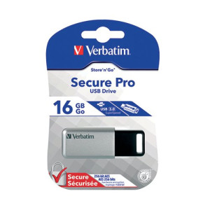 Verbatim Secure Pro USB 3.0 Flash Drive 16GB Silver/Black 98664