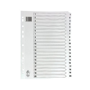 A4 White 1-20 Mylar Index Mylar Reinforced Tabs/Holes WX01531