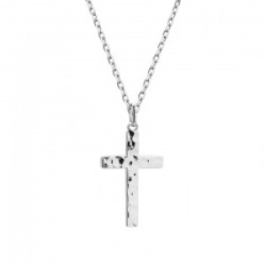 Collier personnalisé femme - croix martelée - Argent