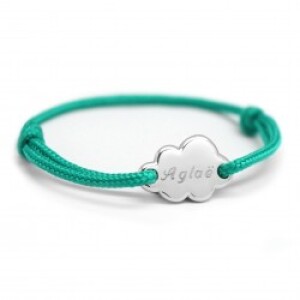 Bracelet cordon personnalisé - le kids nuage - Argent