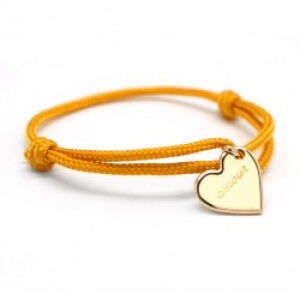 Bracelet cordon personnalisé - kids coeur - Plaqué or