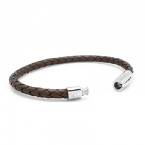 Bracelet cuir personnalisé - l'épicurien marron - Acier inoxydable