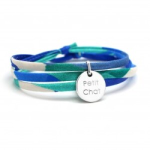 Bracelet personnalisé cordon liberty - kids médaille - Argent