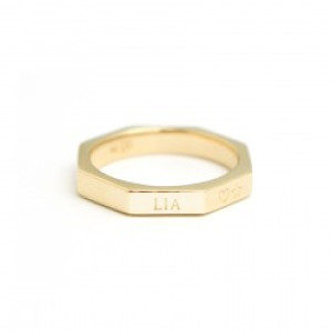 Bague personnalisée - octogonale - Plaqué or