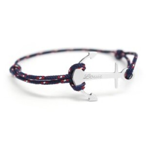 Bracelet cordon personnalisé - l'ancre - Argent