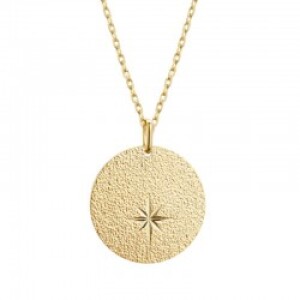 Collier chaine personnalisé - médaille rose des vents - Plaqué or