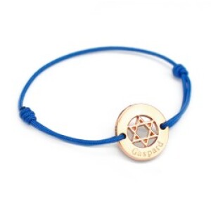 Bracelet cordon personnalisé - étoile de david - Plaqué or