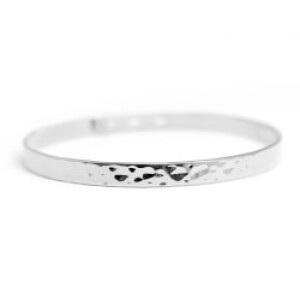 Jonc femme personnalisé - ruban martelé - Argent
