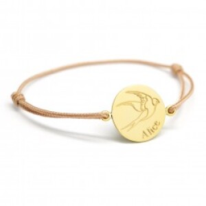 Bracelet cordon - les illustrés - hirondelle - Plaqué or