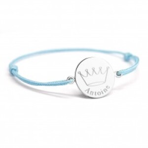 Bracelet cordon - les illustrés - couronne roi - Argent