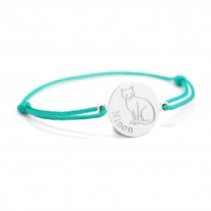Bracelet cordon - les illustrés - chat - Argent