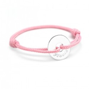 Bracelet cordon personnalisé - mini jeton - Argent