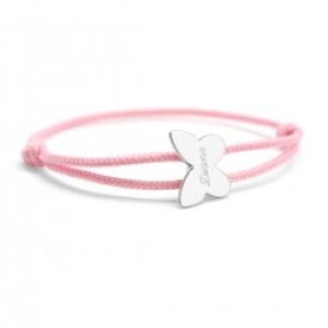 Bracelet cordon personnalisé - papillon - Argent
