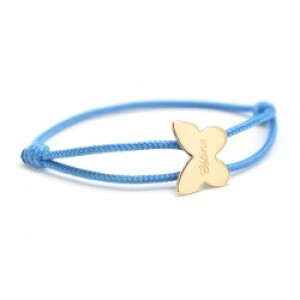 Bracelet cordon personnalisé - papillon - Plaqué or