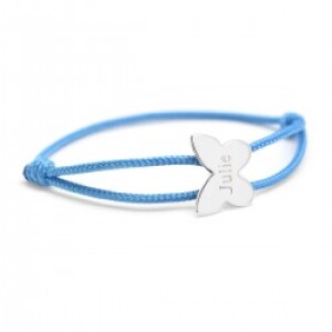 Bracelet enfant cordon personnalisé - papillon - Argent