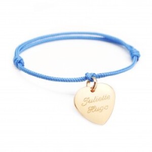 Bracelet cordon personnalisé - Petits coeurs - Plaqué or