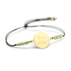 Bracelet Personnalisé Rainbow Médaille - vert kaki - Plaqué or