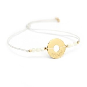 Bracelet personnalisé rainbow mini jeton - blanc - Plaqué or