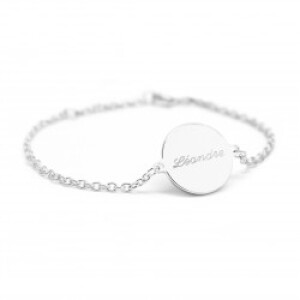 Bracelet chaine médaille personnalisé - femme - Argent
