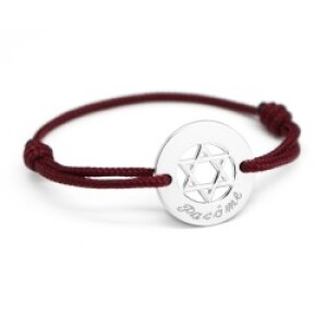 Bracelet cordon personnalisé - étoile de david - Argent
