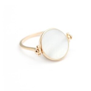 Bague Personnalisée Nacre Ronde - Plaqué or