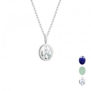 Collier personnalisé pierre fine ovale - chaine simple - Argent