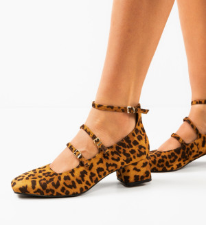 Pantofi cu toc dama Maci Animal Print