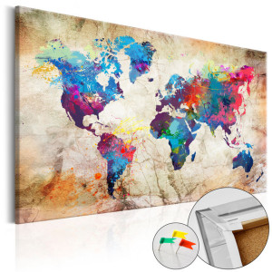 Tablou din plută - World Map: Urban Style  [Cork Map]