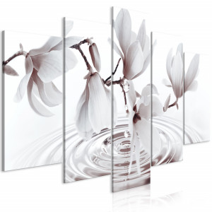 Tablou - Magnolias over Water (5 Parts) Wide Grey
