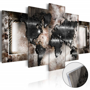 Tablou pe sticlă acrilică - Graphite Map [Glass]