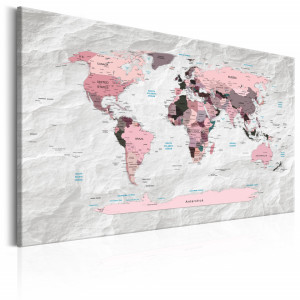 Tablou - World Map: Pink Continents