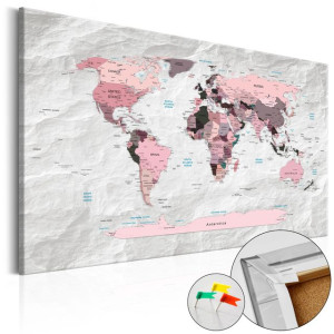 Tablou din plută - Pink Continents [Cork Map]