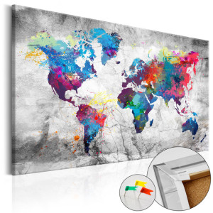 Tablou din plută - World Map: Grey Style [Cork Map]