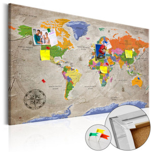 Tablou din plută - World Map: Retro Style [Cork Map]