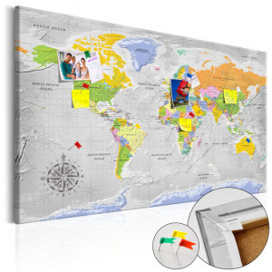 Tablou din plută - World Map: Wind Rose [Cork Map]